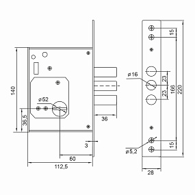 Корпус врезного замка Acuretto ML-06