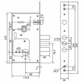 Корпус врезного замка Acuretto ML-04